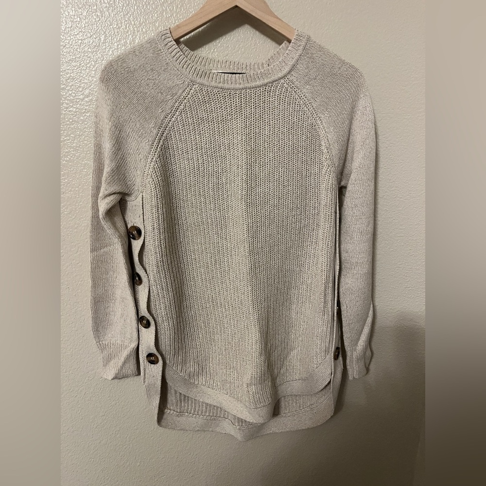 RD Style Cream Knit Sweater with Button Detail - Picture 2 of 12